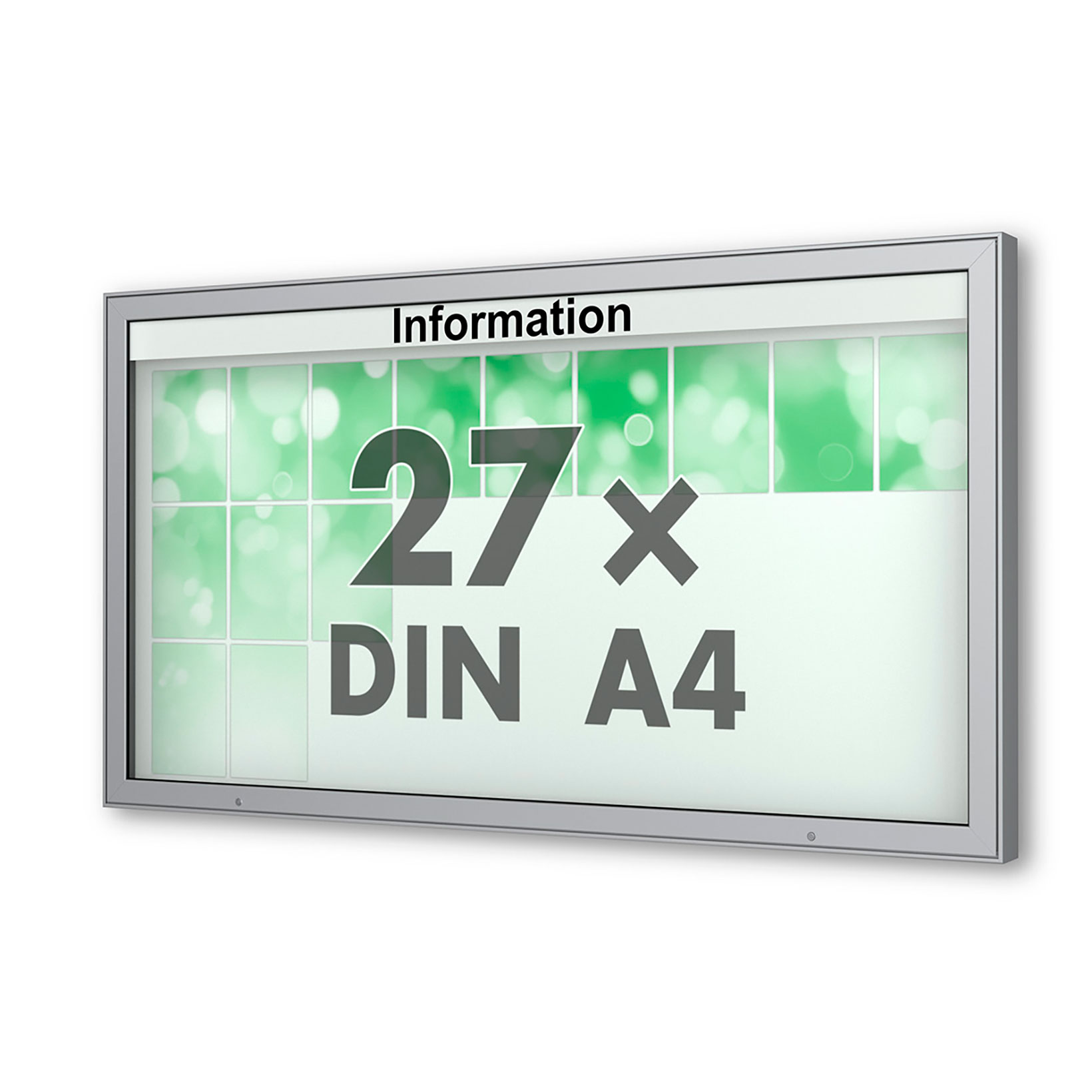 27 x DIN A4 Schaukasten Plenum eckig - der "Klassiker" - 100mm Bautiefe - Wandschaukasten mit optionaler LED-Beleuchtung